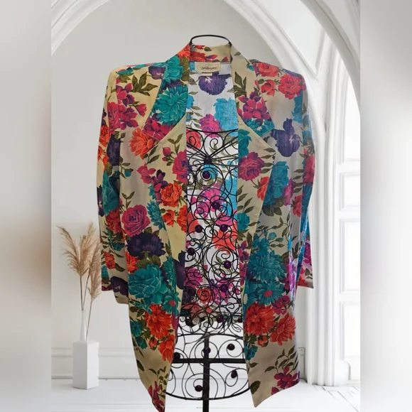 Worthington Multicolor Vintage Floral Blazer Size 10 - Picture 1 of 4